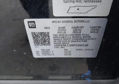 2023 GMC Acadia Awd At4 from USA, damaged, VIN 1GKKNLLS6PZ260146